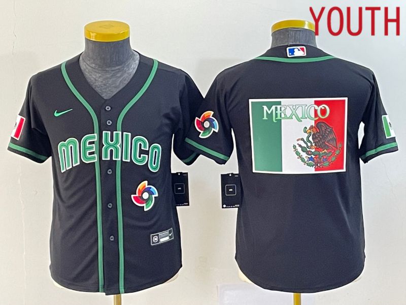Youth 2023 World Cub Mexico Blank Black Nike MLB Jersey7->youth mlb jersey->Youth Jersey